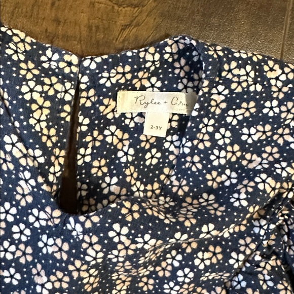 Rylee + Cru Navy Floral Kids Dress with Bow - Picture 2 of 7